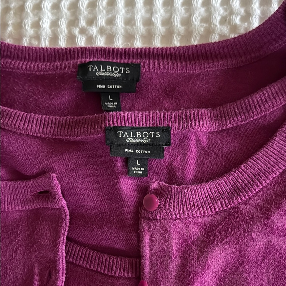 Talbots Purple Button-Up Cardigan Set - Picture 2 of 12